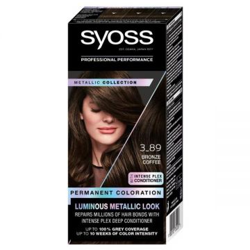 Vopsea de Par Permanenta - Syoss Professional Performance Matallic Collection Permanent Coloration, nuanta 3_89 Bronze Coffee