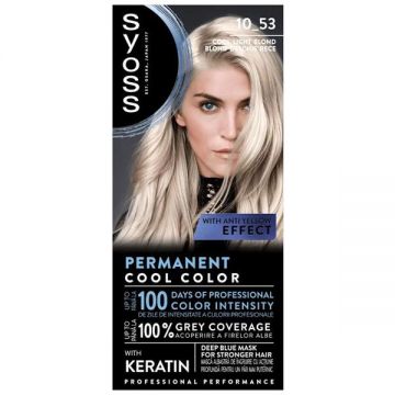 Vopsea de Par Permanenta - Syoss Professional Performance Permanent Color with Anti Yellow Effect, nuanta 10_53 Cool Light Blond