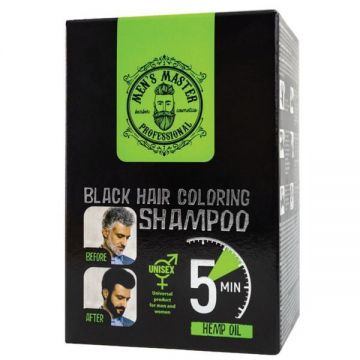 Vopsea pentru barba si par sub forma de sampon colorant Men's Master Professional 10 x 25ml - Negru
