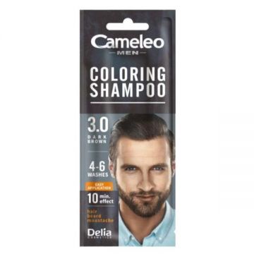 Sampon Nuantator pentru Barbati - Delia Cosmetics Cameleo Men Coloring Shampoo, nuanta 3.0 Dark Brown, plic 15 ml