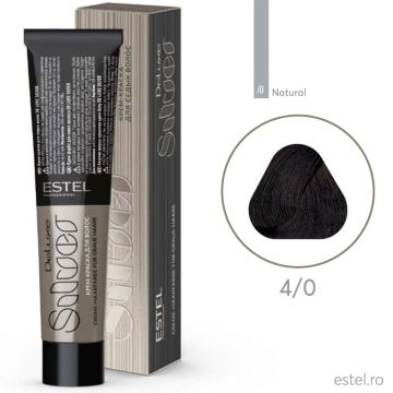 Vopsea-crema permanenta pentru par alb De Luxe SILVER, 4/0 Saten, 60 ml
