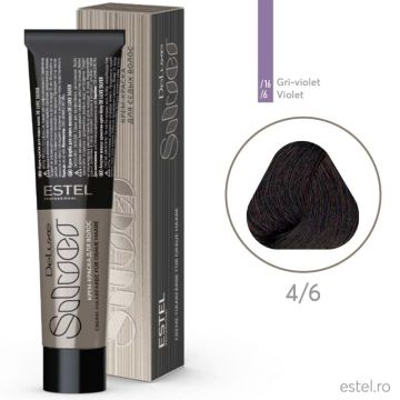 Vopsea-crema permanenta pentru par alb De Luxe SILVER, 4/6 Saten violet, 60 ml