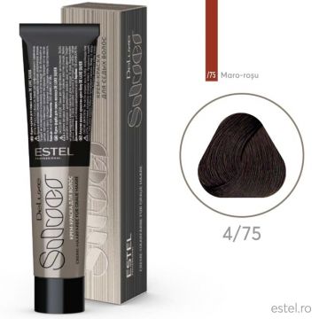 Vopsea-crema permanenta pentru par alb De Luxe SILVER, 4/75 Saten maro-rosu, 60 ml