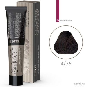 Vopsea-crema permanenta pentru par alb De Luxe SILVER, 4/76 Saten maro-violet, 60 ml