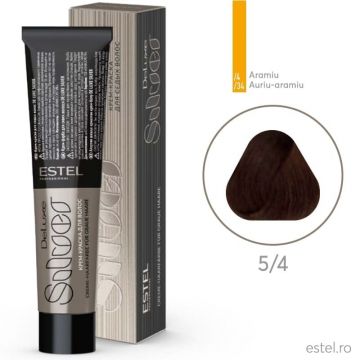 Vopsea-crema permanenta pentru par alb De Luxe SILVER, 5/4 Saten deschis aramiu, 60 ml