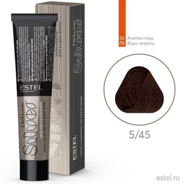 Vopsea-crema permanenta pentru par alb De Luxe SILVER, 5/45 Saten deschis aramiu-rosu, 60 ml