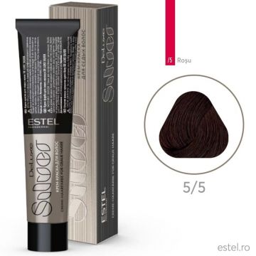Vopsea-crema permanenta pentru par alb De Luxe SILVER, 5/5 Saten deschis rosu, 60 ml