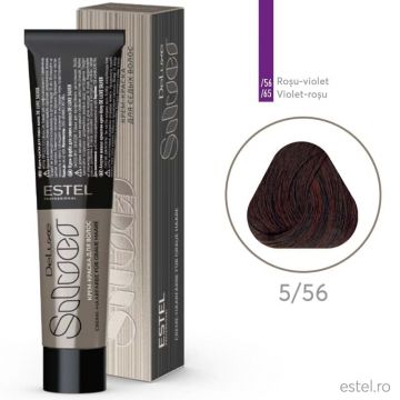 Vopsea-crema permanenta pentru par alb De Luxe SILVER, 5/56 Saten deschis rosu-violet, 60 ml