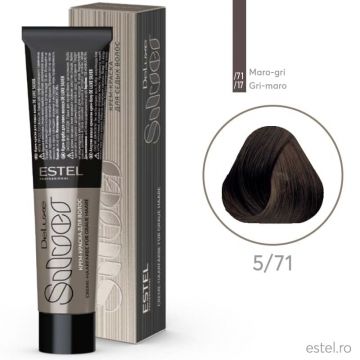 Vopsea-crema permanenta pentru par alb De Luxe SILVER, 5/71 Saten deschis maro-gri, 60 ml