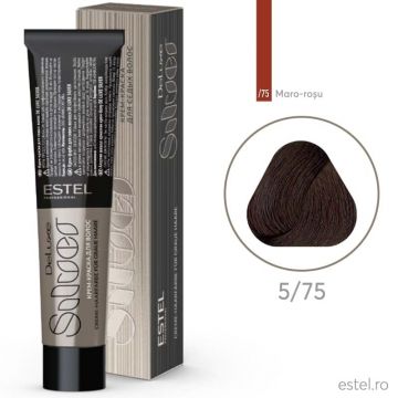 Vopsea-crema permanenta pentru par alb De Luxe SILVER, 5/75 Saten deschis maro-rosu, 60 ml