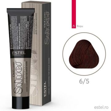 Vopsea-crema permanenta pentru par alb De Luxe SILVER, 6/5 Castaniu inchis rosu, 60 ml