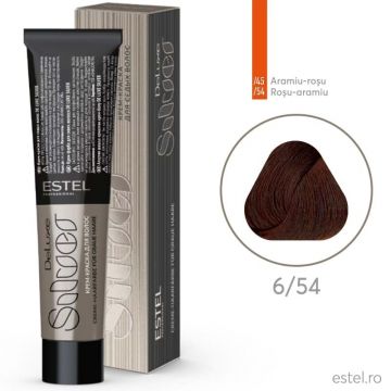 Vopsea-crema permanenta pentru par alb De Luxe SILVER, 6/54 Castaniu inchis rosu-aramiu, 60 ml