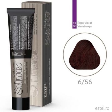 Vopsea-crema permanenta pentru par alb De Luxe SILVER, 6/56 Castaniu inchis rosu-violet, 60 ml