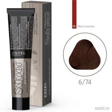 Vopsea-crema permanenta pentru par alb De Luxe SILVER, 6/74 Castaniu inchis maro-aramiu, 60 ml