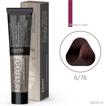 Vopsea-crema permanenta pentru par alb De Luxe SILVER, 6/76 Castaniu inchis maro-violet, 60 ml