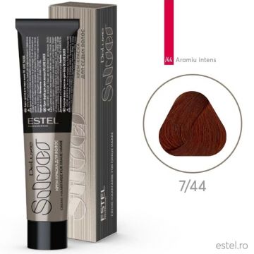 Vopsea-crema permanenta pentru par alb De Luxe SILVER, 7/44 Castaniu aramiu intens, 60 ml