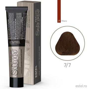 Vopsea-crema permanenta pentru par alb De Luxe SILVER, 7/7 Castaniu maro, 60 ml