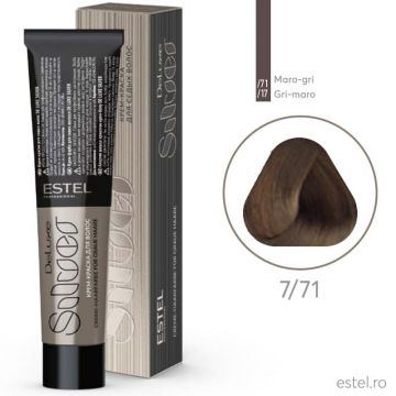 Vopsea-crema permanenta pentru par alb De Luxe SILVER, 7/71 Castaniu maro-gri, 60 ml