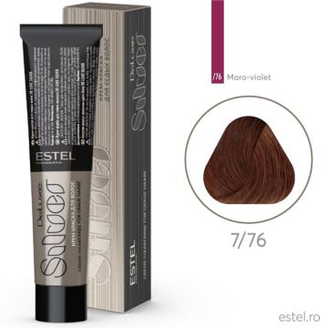 Vopsea-crema permanenta pentru par alb De Luxe SILVER, 7/76 Castaniu maro-violet, 60 ml