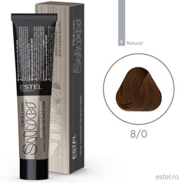 Vopsea-crema permanenta pentru par alb De Luxe SILVER, 8/0 Castaniu deschis, 60 ml