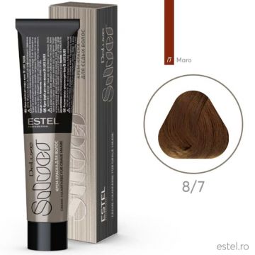 Vopsea-crema permanenta pentru par alb De Luxe SILVER, 8/7 Castaniu deschis maro, 60 ml