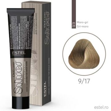 Vopsea-crema permanenta pentru par alb De Luxe SILVER, 9/17 Blond gri-maro, 60 ml