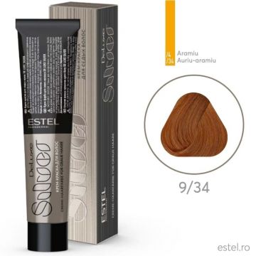 Vopsea-crema permanenta pentru par alb De Luxe SILVER, 9/34 Blond auriu-aramiu, 60 ml