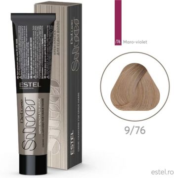 Vopsea-crema permanenta pentru par alb De Luxe SILVER, 9/76 Blond maro-violet, 60 ml