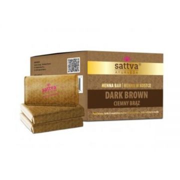Vopsea henna Saten Inchis cu unt de shea si uleiuri, – Sattva Ayurveda, 3x80gr