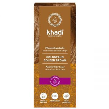 Vopsea Naturala Henna Saten Auriu - Khadi Golden Brown Natural Hair Color, 100 g
