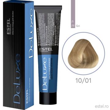 Vopsea permanenta de par De Luxe 10/01 Blond deschis natural cenusiu, 60 ml