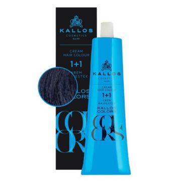 Vopsea Permanenta - Kallos Colors Cream Hair Colour, nuanta 1C Negru Albastrui, 60 ml