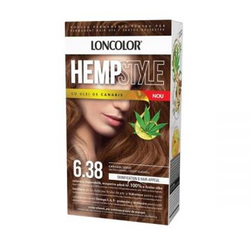 Vopsea Permanenta pentru Par cu Amoniac - Loncolor HempStyle, nuanta 6.38 Caramel Sarat, 1 pachet