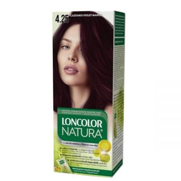 Vopsea Permanenta pentru Par cu Amoniac - Loncolor Natura, nuanta 4.25 Castaniu Violet Mahon, 1 pachet