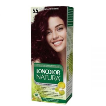 Vopsea Permanenta pentru Par cu Amoniac - Loncolor Natura, nuanta 5.5 Castaniu Violet Deschis, 1 pachet