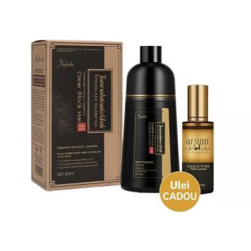 Șampon Colorant Negru Yafeila + Ulei de Argan CADOU – Culoare Naturală, Fără Amoniac600 ml