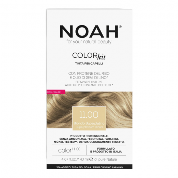 Vopsea de par naturala fara amoniac, 11.00 Blond Platinat, Color kit, 140 ml, Noah
