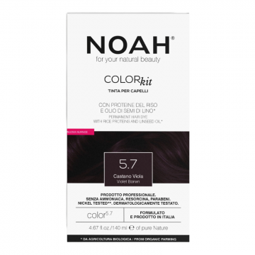 Vopsea de par naturala fara amoniac, 5.7 Saten violet, Color kit, 140 ml, Noah