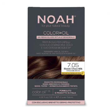 Vopsea de par permanenta fara amoniac, 7.05 Chocolate Blond, Color in Oil, 135 ml, Noah