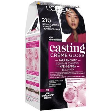 Vopsea de Par Semi-Permanenta fara Amoniac L'Oreal Paris Casting Creme Gloss 210 Negru Albastrui, 180 ml