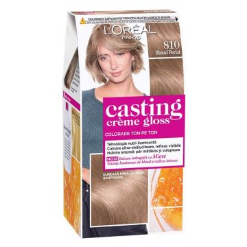 Vopsea de Par Semi-Permanenta fara Amoniac L'Oreal Paris Casting Creme Gloss 810 Blond Perlat, 180 ml