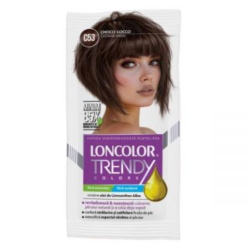 Vopsea de Par Semipermanenta - Loncolor Trendy Colors, nuanta C53 Castaniu Mediu/ Choco-Locco, 2 x 25 ml