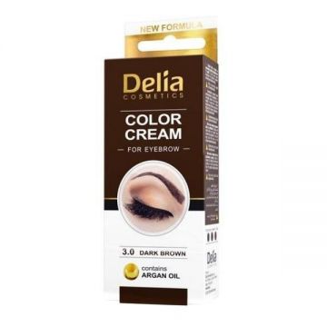 DETERIORAT - Vopsea pentru Sprancene cu Ulei de Argan Delia Cosmetics, nuanta 3.0 Maro Inchis, 15ml