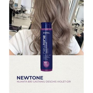 Masca nuantatoare cu cheratina pentru par blond NewTone Estel, 8/61 Blond violet-gri, 400 ml