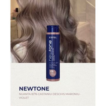 Masca nuantatoare cu cheratina pentru par blond NewTone Estel, 8/76 Blond maroniu-violet, 400 ml
