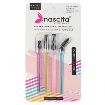 Set 4 Perii de Unica Folosinta pentru Gene si Sprancene Nascita Professional, Multicolor