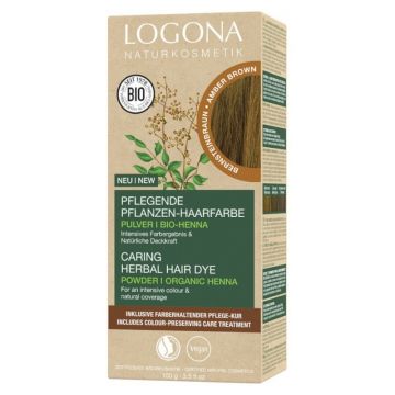 Vopsea de Par Bio pe Baza de Plante Biogast Logona, Maro Chihlimbar, 100 g