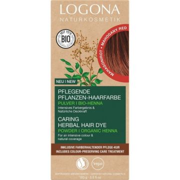 Vopsea de Par Bio, Rosu Mahon, pe Baza de Plante, 100 g, Logona