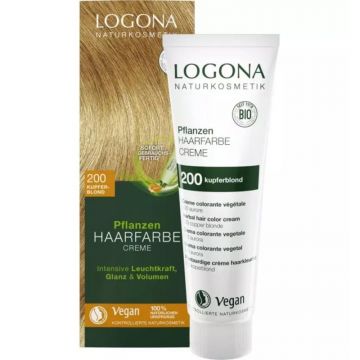 Vopsea de Par Crema, Bio, Blond Cupru 200, 150 ml, Logona