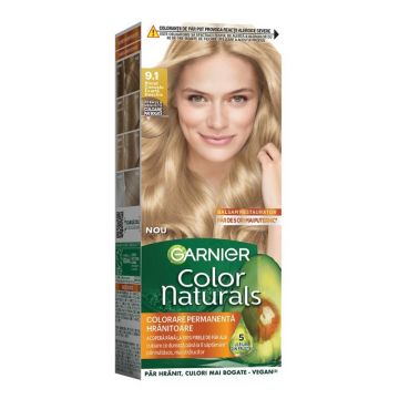 Vopsea de Par Permanenta cu Amoniac Garnier Color Naturals 9.1 Blond Cenusiu foarte Deschis, 110 ml